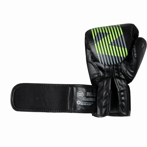 Image of RXN Terra Boxing Gloves, Pro Training & Sparring(Black /Green, 12oz)