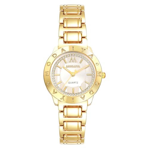 Montre femme aiguilles lumineuses et bracelet acier pour lire l'heure la nuit