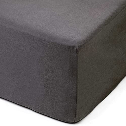 Amago - Drap Housser, 50 cm Bonnet, 100% Coton, 160 x 200 cm - Anthracite