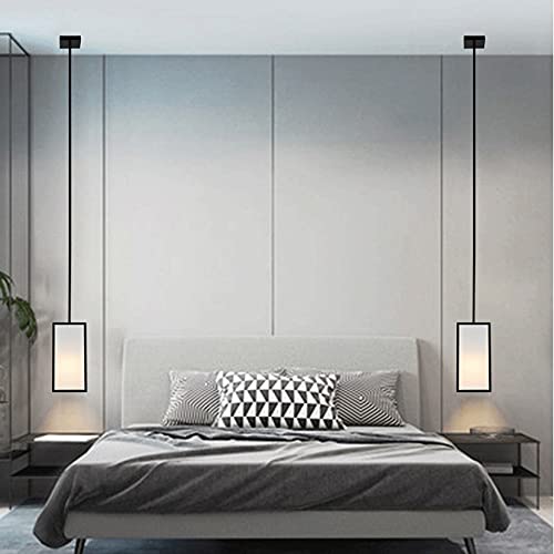 Lustre rectangulaire suspension design lin acier lampe restaurant