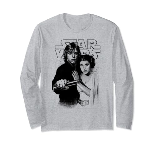 T-shirt Star Wars nostalgie Luke et Leia manches longues pour passionnés