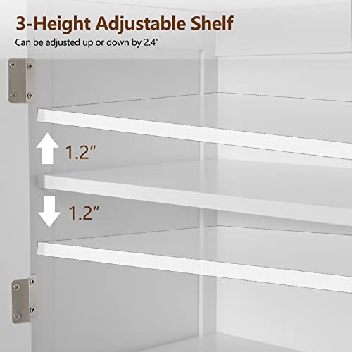 Iwell Floor Storage Cabinet With 2 Doors And 2 Open Shelves, Wooden Buffet Cabinet, Freestanding Cabinet For Kitchen, Living Room, Hallway, White #TOP5