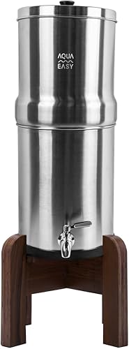 AquaEasy Système Filtre à Eau par Gravité en Acier Inoxydable 8,5L avec 2 Filtres