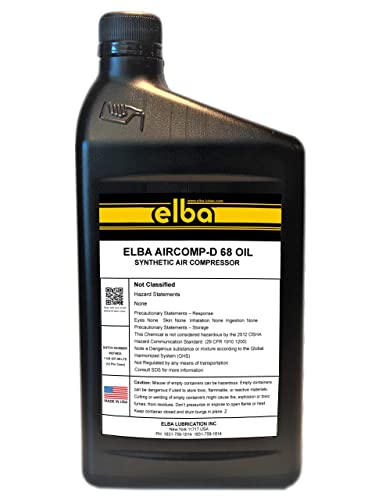 AIR Compressor Oil 68 | Synthetic AIR Compressor Oil 68 | All Season Compressor Oil | Compare to: COMPRO RARUS 426.AC-2A AEON 500 TERESSTIC 68.COMPAIR CN 300. Kluber Summit TM 20. (1 QT)