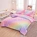 Rainbow Bedding Set Full Size – 6-Piece Reversible Girls Comforter with Deep-Pocket Sheet, Gradient Galaxy Design, Whole-Piece Filling, Machine Washable Bed-in-a-Bag for Kids Room Makeover & Gifts