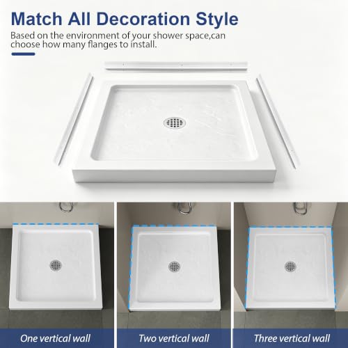 Image of KPUY 32'' L X 32'' W Shower Base Pan with Center Drain, White