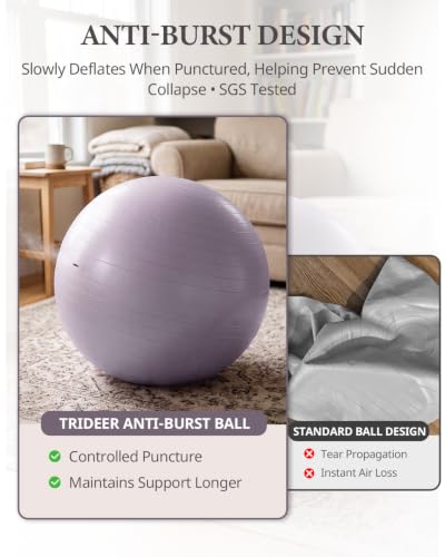 Image of Trideer Exercise Ball, Stability Yoga Ball for Physical Therapy, Active Sitting, Pregnancy & Birth Labor Prep, Core Strength, Balance Training, Posture Improvement and Daily Stretching, 55 /65 /75cm