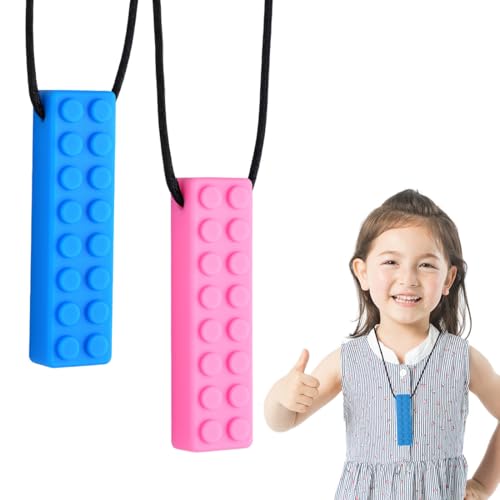 2 PCS Silicona Masticar para Niños, Collar de Masticación Sensorial, Chew Colgante, Colgante de silicona para masticar, Para Necesidades Mordiendo, Material Silicona De Grado Alimenticio