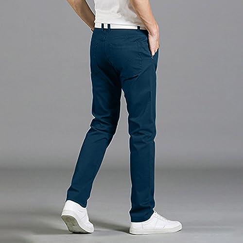 Men's Regular Fit Flat-Front Pants Lightweight Straight Leg Twill Pant Workwear Causal Work Trousers with Pockets2