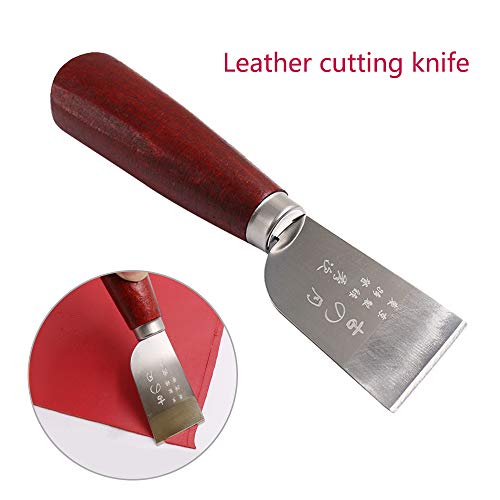 Leather Working Knife with Wooden Handle Edging Knife Leather Skiving Knife for DIY