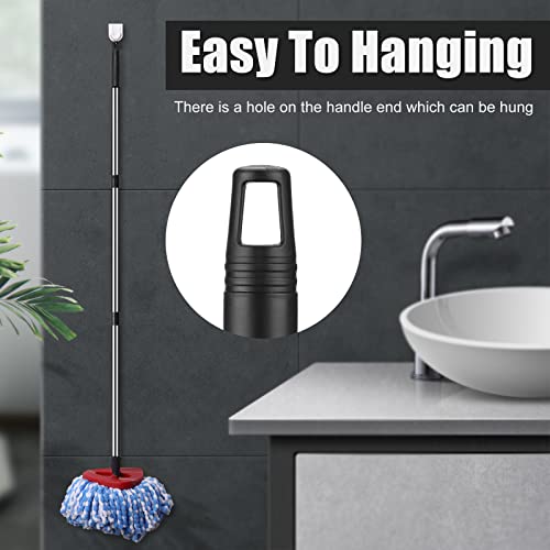 Spin Mop Replacement Handle - Dtopnior 4-Section 2.5-To-5 Foot Mop Replacement Stick Compatible With Triangle Spin Mop Base, Easywring Mop Refills For Floor Cleaning(Black, 4-Section, Mop Handle) #TOP3