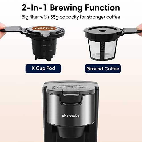 Single Serve Coffee Maker With Milk Frother, 2-In-1 Cappuccino Coffee Machine For K Cup Pod And Ground Coffee, Single Cup Brewer Compact Latte Maker With 30 Oz Detachable Reservoir, Black #TOP1