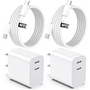 2Pack for iPhone 17 Charger Block,for Apple Fast Charging Wall Cube,6FT 60W USB C Cable,Dual Port Power Delivery Adapter,USB C Brick for iPhone 17/Air/16/E/15 Plus Pro Max,for iPad Pro/Air/Mini