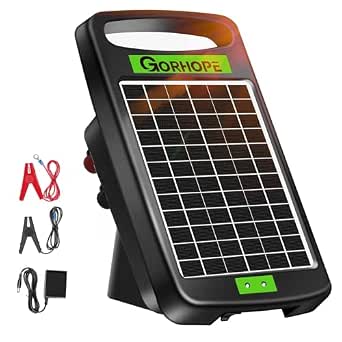 20 Miles Solar Electric Fence Charger, 0.32J Output, 24-Hour Uninterrupted Protection, Suitable for Large-Scale Fencing