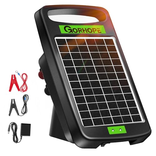 GORHOPE 20 Miles Solar Electric Fence Charger,Output 0.32J Electric Fenc e Charge r,24-Hour Uninterrupted Protection Solar Fence Charger,Sola r Fenc e Energizerr Work for 14 Days Without Sunlight by Gorhope - Used condition - CA$117.75
