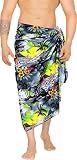 LA LEELA Homme Bas De Maillot De Bain Enveloppant Standard Swimming Sarong Gris, Plage De Palmiers Taille Unique