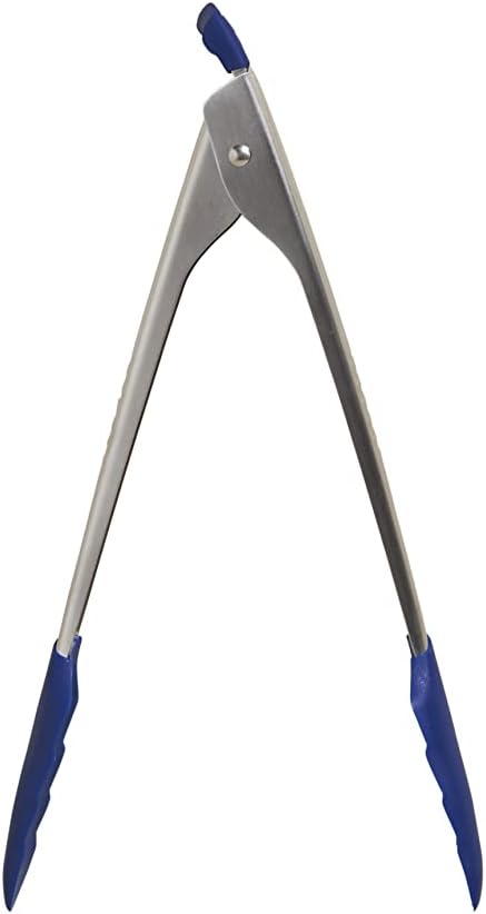 Get It Right Stainless Steel Locking Tongs - Non-Stick Heat Resistant Silicone and Nylon Tip Food Tongs for Cooking and Grilling - 13 Inch - Navy (GIRTNU381NVY)