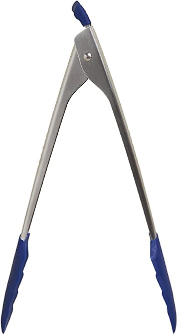 GIR Get It Right Stainless Steel Locking Tongs - Non-Stick Heat Resistant Silicone and Nylon Tip Food Tongs for Cooking and Grilling - 13 Inch - Navy GIRTNU381NVY