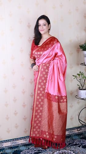 Image of SGF11 Women's Kanjivaram Pure Handloom Soft Silk Saree With Blouse Piece