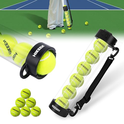BOOSTEADY Tube Ramasse-Balles de Tennis Pratique avec 6 Balles, Ramassage et Rangement Rapides Collecteur de Tennis avec Bandoulière Réglable pour...