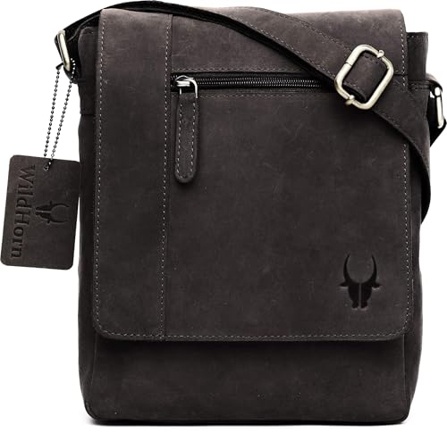 WildHorn Leather Sling Messenger Bag for Men (Dark Brown)