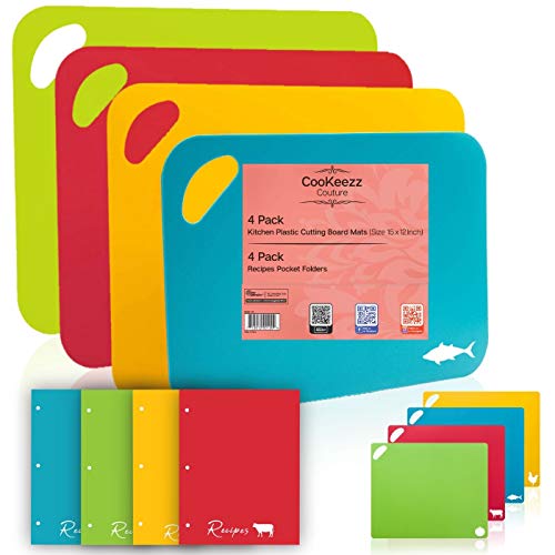 CooKeezz Couture - Extra Thick 15"×12" Flexible Plastic Cutting Boards Mats Set
