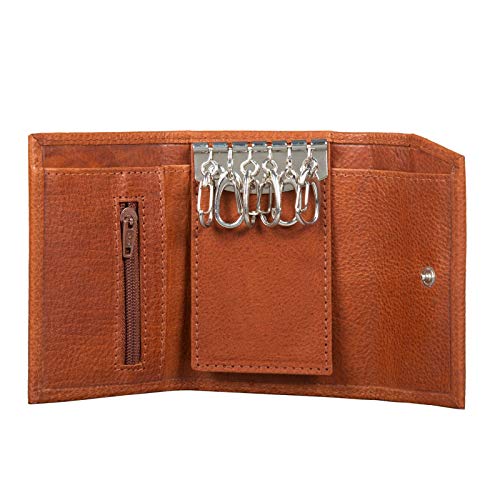 STILORD 'Hendrix' Estuche Organizador de Llaves de Piel Vintage Monedero Cartera Pequeña con Anillo Portallaves Cuero Auténtico, Color:Texas - marrón
