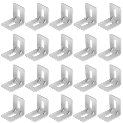 20 Pcs 1-5/8" Slotted L Corner Bracket, Angle Bracket with Reinforced