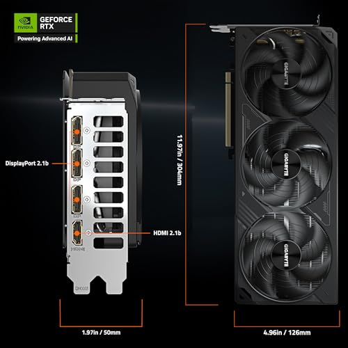 GIGABYTE Scheda grafica GeForce RTX 5080 WINDFORCE OC SFF 16G, sistema di raffreddamento WINDFORCE, scheda video GDDR7, GV-N5080WF3OC-16GD da 16 GB a 256 bit - Scheda video - Immagine 9