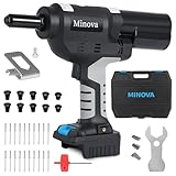 MINOVA Nietgerät-Setzgerät 18V Bürstenloser Nietpistole KD-02X+ Akku-Nietwerkzeug kompatibel mit 6,4mm Edelstahlnieten (MKT Batteriekonverter)