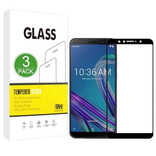 X-Dision Compatible con Zenfone Max Pro M1(Black) Protector de Pantalla,3 Piezas Película Protectora 2.5D[Dureza 9H,Alta Sensibilidad,A prueba Roturas] Alta Definicion Vidrio Templado