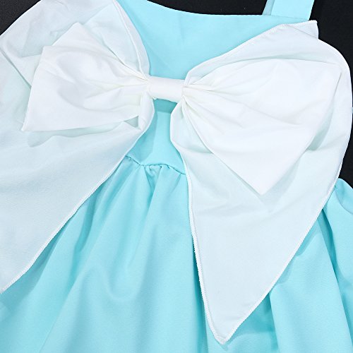 Vestido de verão com laço e saia com estampa de vestidos de cor pura Diamondo, 4-5Y