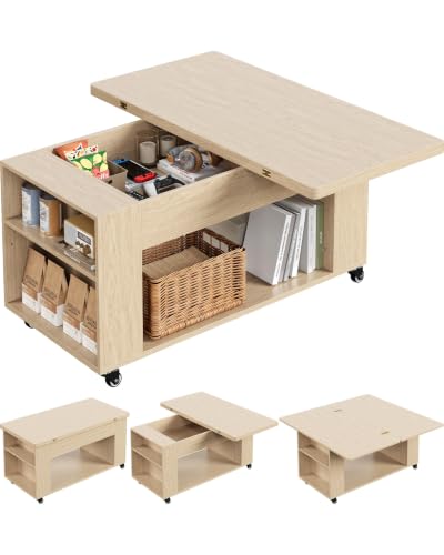 Image of Yaheetech Expandable Coffee Table Convertible Folding Table with Storage