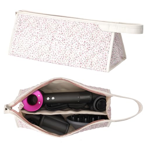 Linpr Bolsa De Almacenamiento Para Secador De Pelo, Compatible Con Airwrap Styler Y Supersonic, Funda De Viaje Para Shark Flexstyle Y Accesorios, Estuche De Transporte Para Rizador Flor Rosa