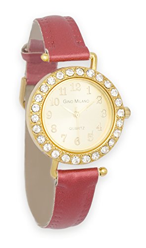 Gino Milano Woman's Watch Set With 7 Interchangeable Faux Leather Bands & Bezels In Small Heart Shaped Box #TOP2