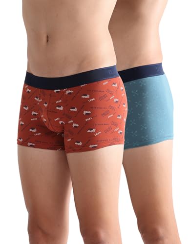 Image of U.S. Polo ASSN. Mens OET16 Cotton Stretch Brand Printed Underwear Trunks - Pack of 2