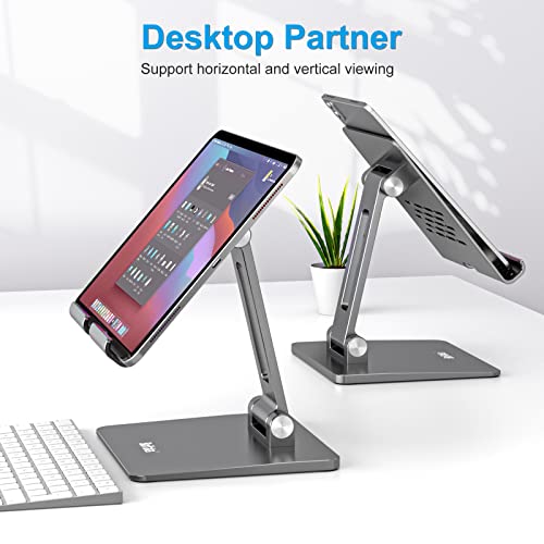 Boyata Tablet Stand, Adjustable & Foldable Tablet Holder For Desk, Stable Aluminum Desktop Stand Compatible For Ipad Pro/ Air/ Mini, Switch/ Kindle/ Samsung Tab, More Phones & Tablets From 5-13" #TOP1
