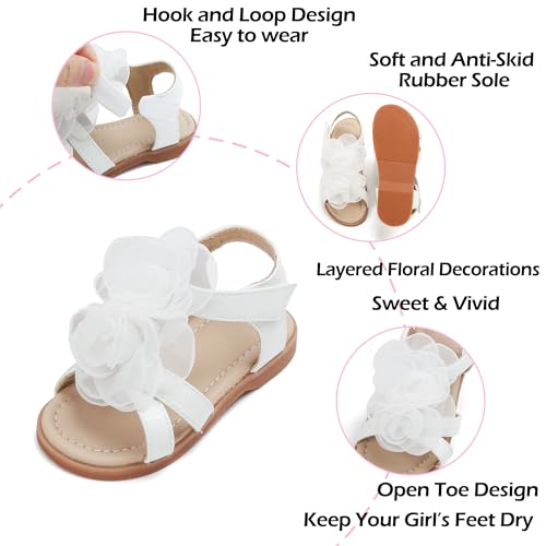 Image of PHIRAMIN Toddler Girl Sandals - Flower Girl Dress Shoes Open Toe Little Kid Wedding Party