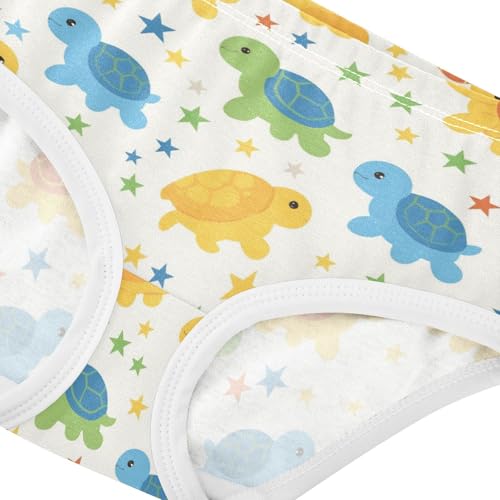 Wusikd Cute Turtles Girls' Underwear Cotton Colorful Stars Girls Briefs Soft Toddler Underwear 2T4