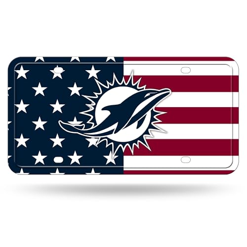 Rico Industries NFL Football Miami Dolphins USA Metal Auto Tag 6" x 12" - Great for Truck/Car/SUV