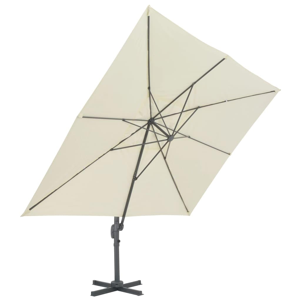 Homgoday Sombrilla jardín voladiza con Palo de Aluminio Arena 400x300 cm Sombrilla de Jardín,Protección UV Sombrilla Jardín Grande Orientable Jardín Parasol Balcón
