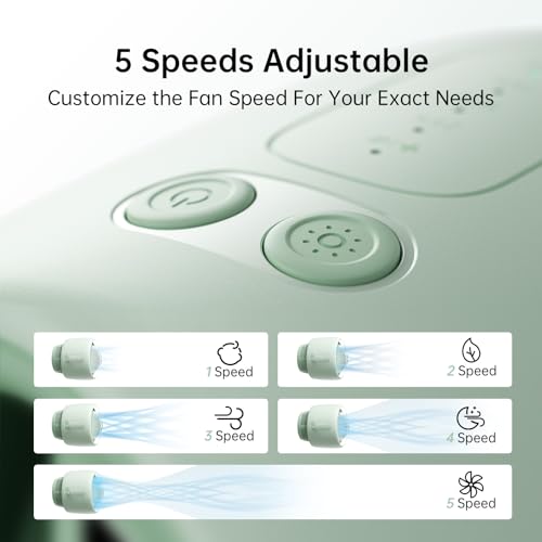 Image of JISULIFE Stroller Fan Baby Large, Safe Bladeless for Crib, Desk, 4000mAh Battery Rechargeable Portable Cooling Fan with Air Turbo Tech, Night Light, Food-Grade Gift for Mom /Dad /Friend - Green