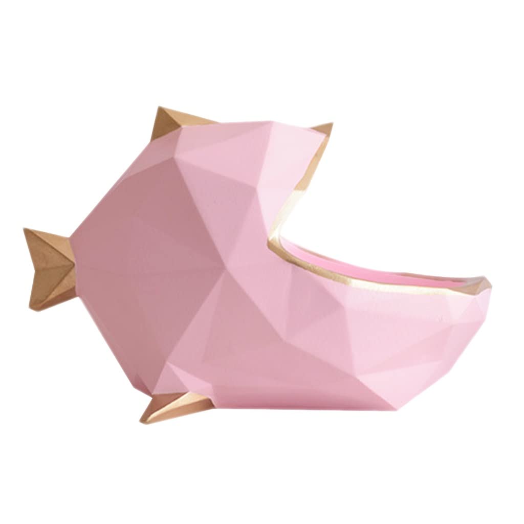 Statue de poisson à grande bouche avec plateau clé en résine pour entrée