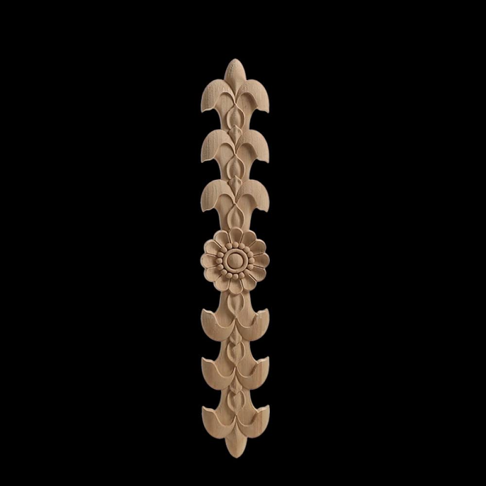 Applique sculptée en bois non peint décorative pour cadre de porte et armoire 40cm
