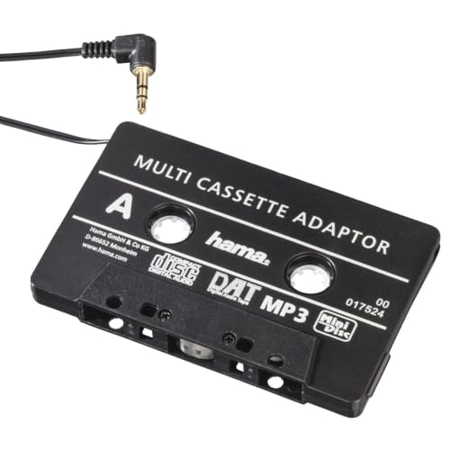 Hama Adaptateur Cassette Automobile (pour Smartphones, lecteurs MP3/CD, Jack 3,5 mm, Car Cassette Adapter) Noir