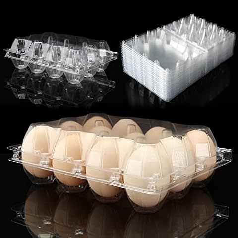 FVIEXE 48PCS Egg Cartons Cheap Bulk, Each Holds 1 Dozen Eggs (12 Eggs), Plastic Chicken Egg Carton Egg Tray Egg Cartons Holder for Family Pasture Farm Market Cover
