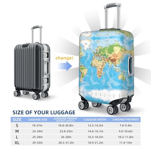 World Map Print Luggage Covers For Suitcase, Elastic Travel Luggage Covers, Anti-scratch Suitcase Cover Fits 25-28 Inch Luggage4