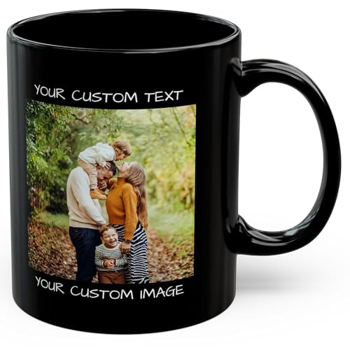 Personalized 11oz Photo & Text Ceramic Mug Black/White
