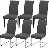 Stuhlhussen Stretch Stuhlbezug Set 6 Stück, elastische abnehmbare waschbare Stuhlhusse für Esszimmerstuhl, Schwingstuhl, Schaukelstuhl, Küche, Wohnzimmer, Büro, Hotel, Restaurant, Bankett