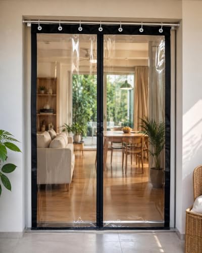 Image of CASA-NEST Magnetic PVC AC Curtain for Home & Office, 8 Feet Door Curtain Self-Closing, Dust, Insect & AC Cooling Protection,Transparent Heavy Duty Partition Curtain, PVC Thickness 0.30MM
